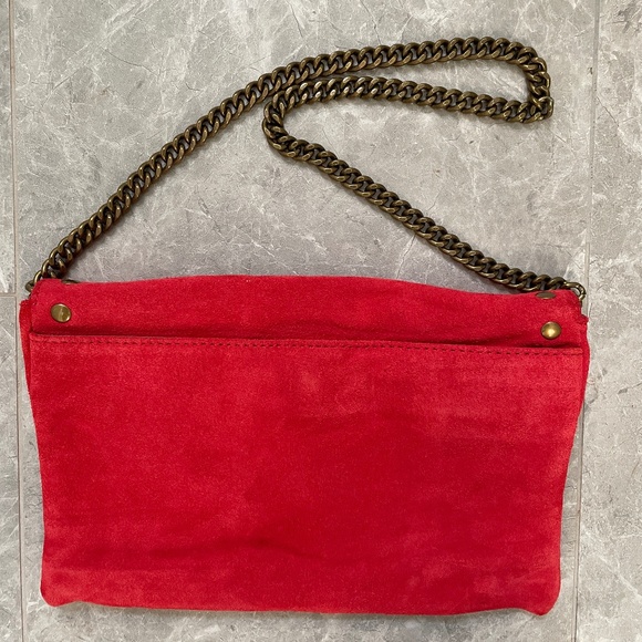 J. CREW Red Suede Shoulder/Envelope/Bag/Purse - Picture 3 of 5